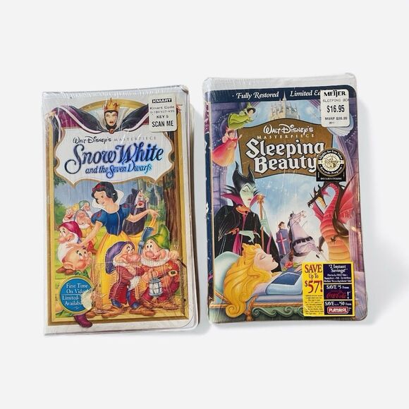 Disney VHS Tapes Factory Sealed Snow White And Sleeping Beauty Lot Of 2 - Picture 2 of 5